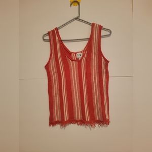 Adorable Women's sweater vest by John & Jenn. Orange with white strip